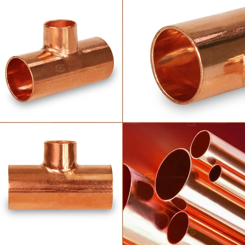 SUPPLYGIANT Supply Giant DDSU0344-5 Pack of 5 Reducing Tee Copper Fittings With Sweat Ends, 3/4 X 3/4 X 1/2 - Image 3